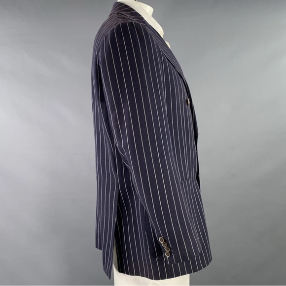 Suitsupply Navy Striped Double-Breasted Blazer - Picture 2 of 7